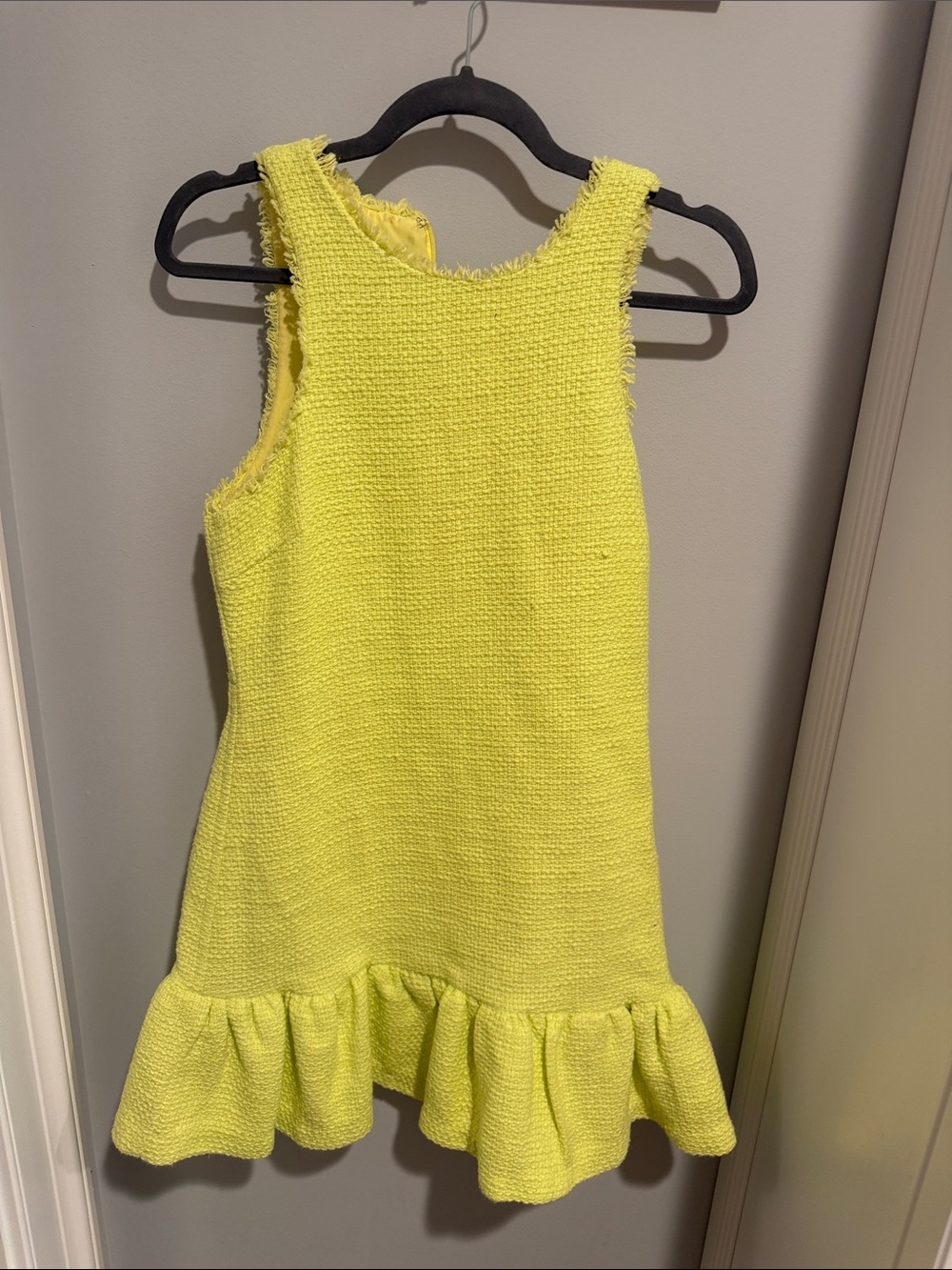 Likely Neon Yellow Textured Ruffle-Hem Dress